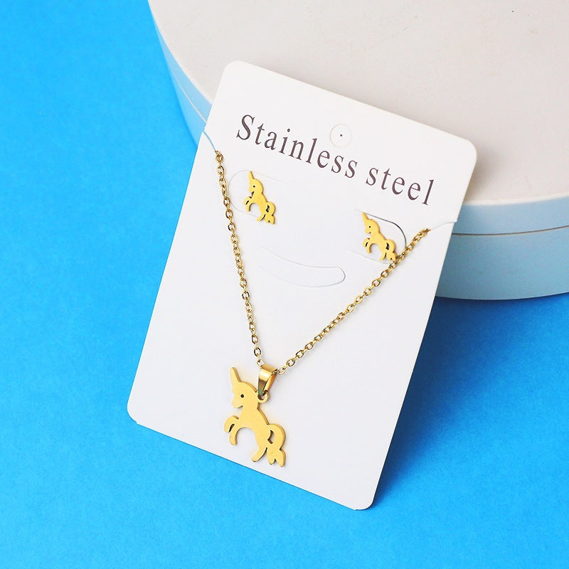 Butterfly Unicorn Sweet Personality Simple Stainless Steel Necklaces