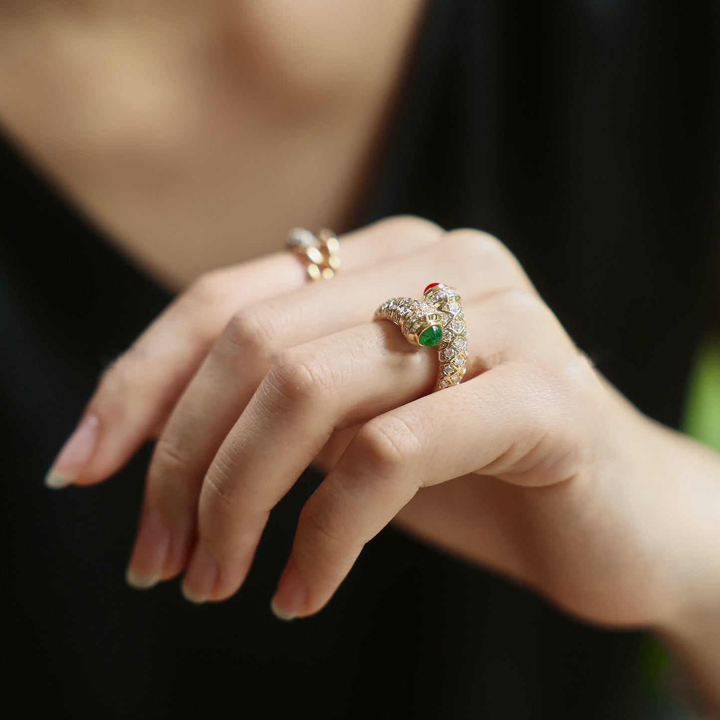 Bagues rétro françaises en verre plaqué or avec diamants complets