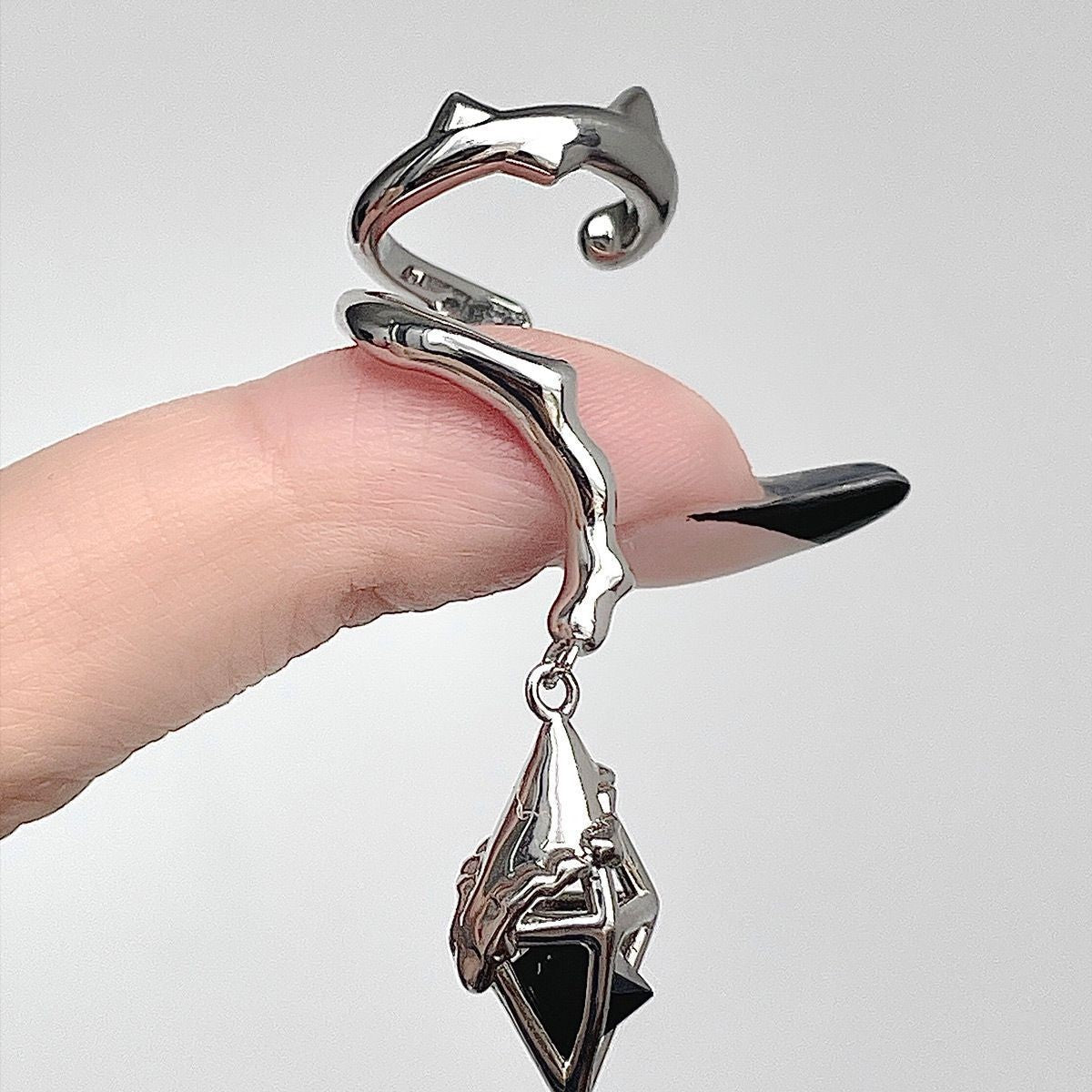 Fallen Meteorite Black Irregular Zircon Ear Clip Female Cold Feeling Earrings