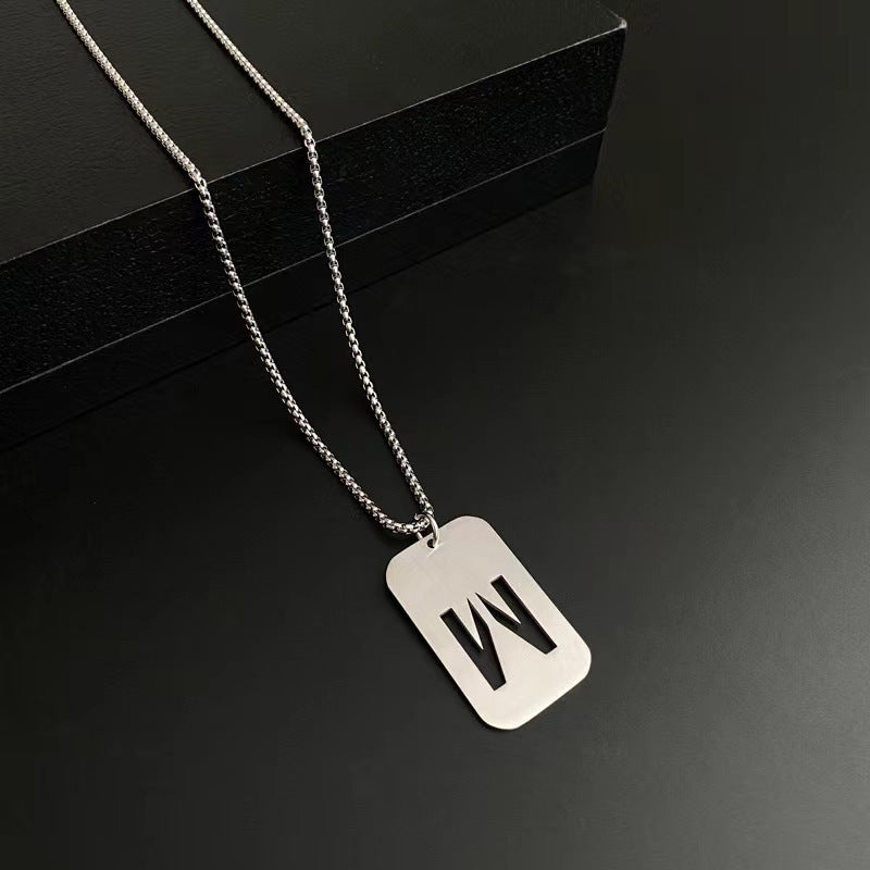 Men's Titanium Steel Female Letter Nameplate Pendant Necklaces