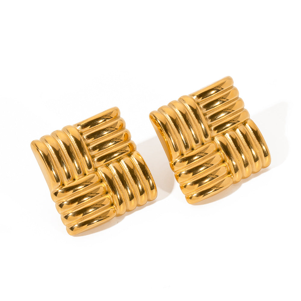 Clips d'oreilles personnalisés Boucles d'oreilles carrées en acier inoxydable doré