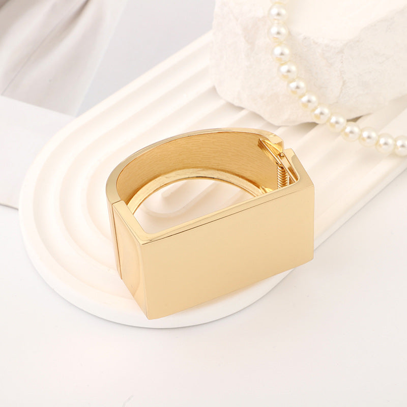 Minimalist Exaggerated Punk Unisex Style Geometry Rectangle Design Glossy Bracelet