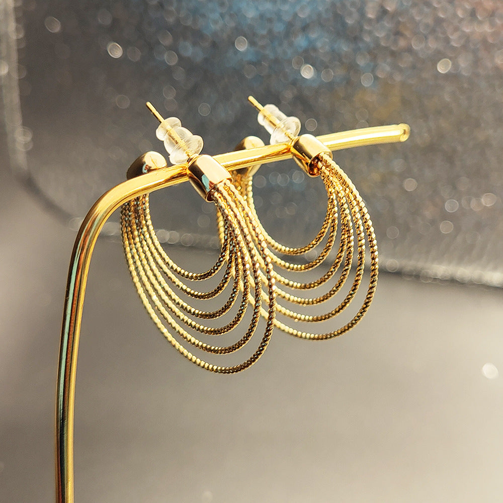 Women's Large Circles Design Brass Gold-plated Earrings
