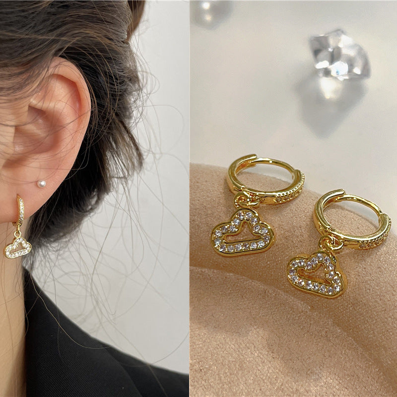 Rhinestone Ear Clip Eardrops Exquisite Sweet Hoop Earrings