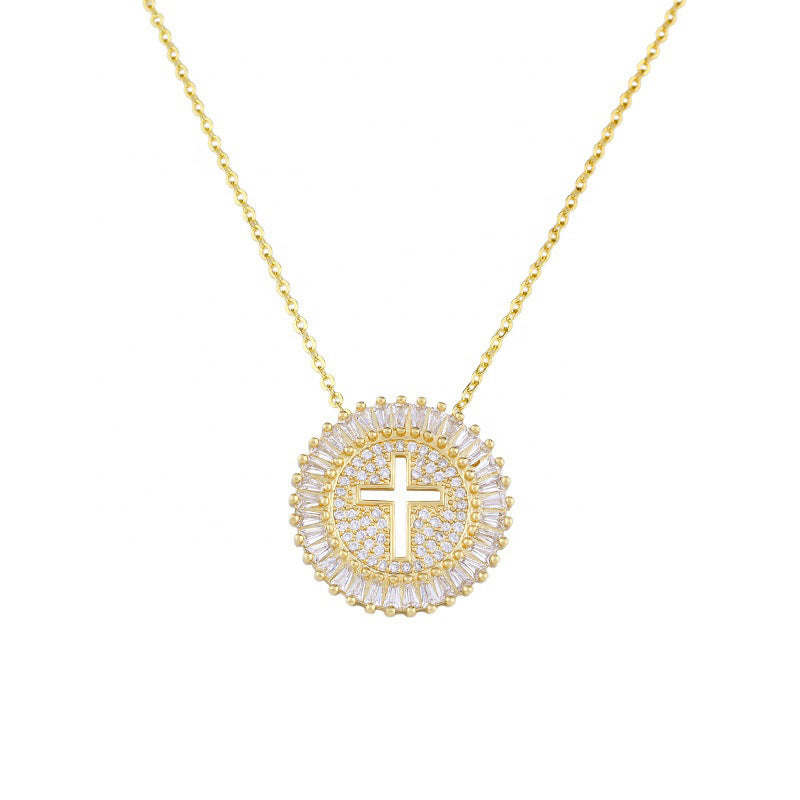 Women's Diamond Hollow Round Exquisite Shiny Zircon Necklace