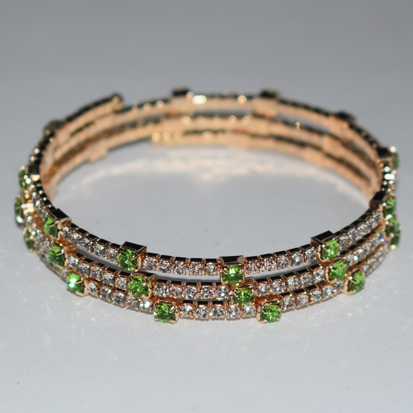 Fashion Gold Sier Color Rows Rhinestone Open-ended Winding Bracelet