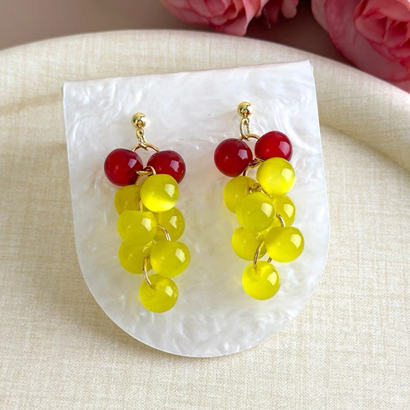 Color Beaded Grape Simple Cute Smart High-grade Earrings