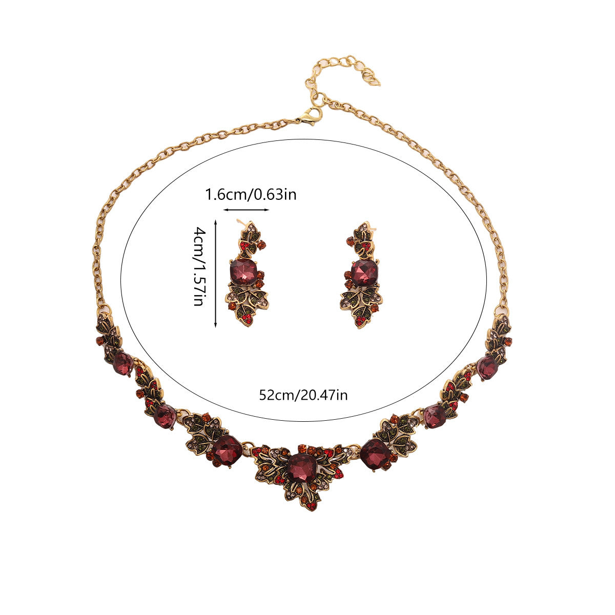 Women's Diamond Flower Geometric Light Luxury Minority High-grade Clavicle Chain Palace Jewelry Set