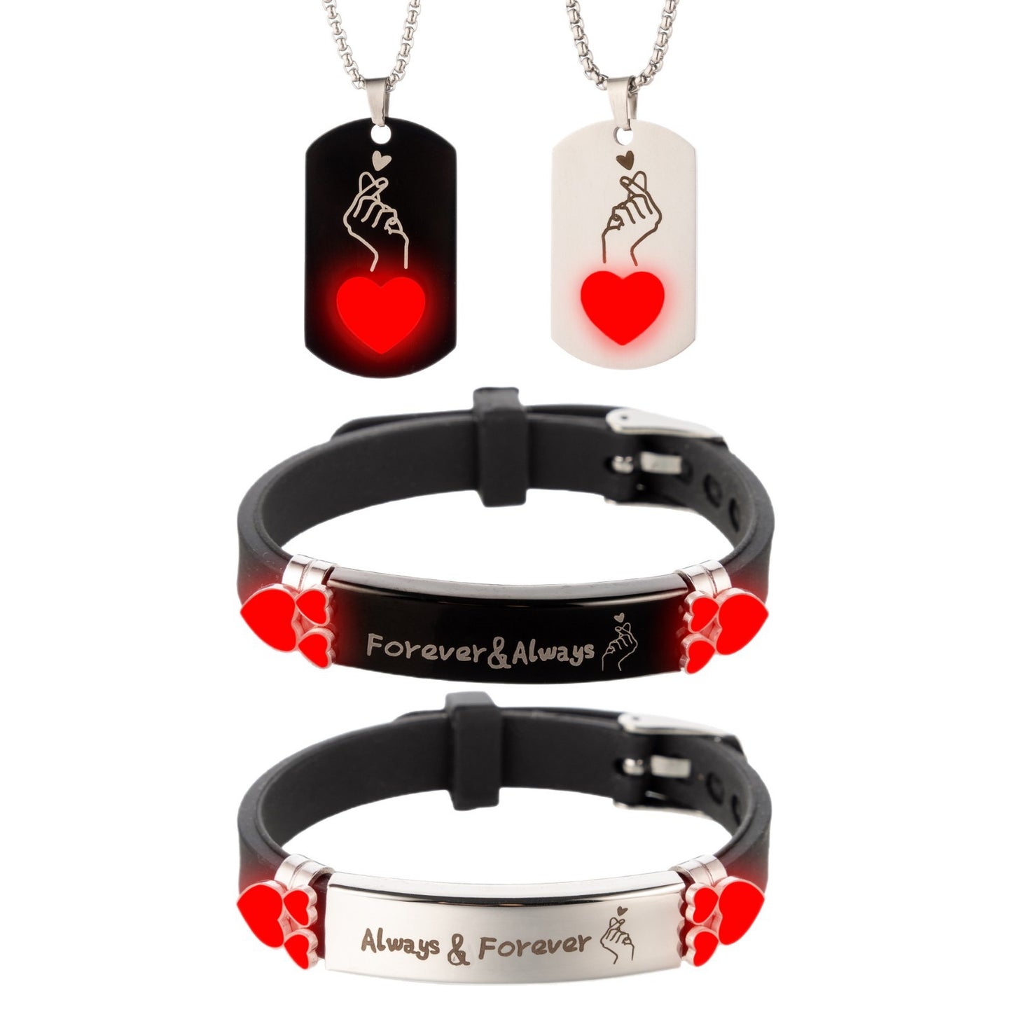 Steel English Letters Than Heart Couple Bracelets
