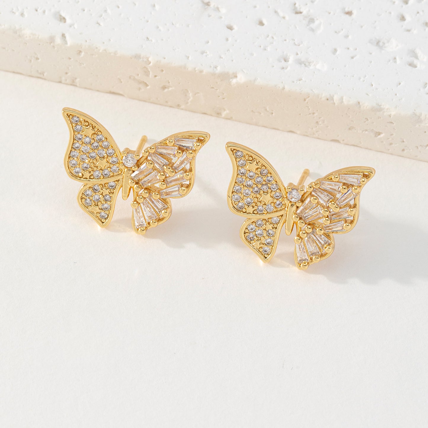 Cold Style Geometric Butterfly Copper Zircon Earrings