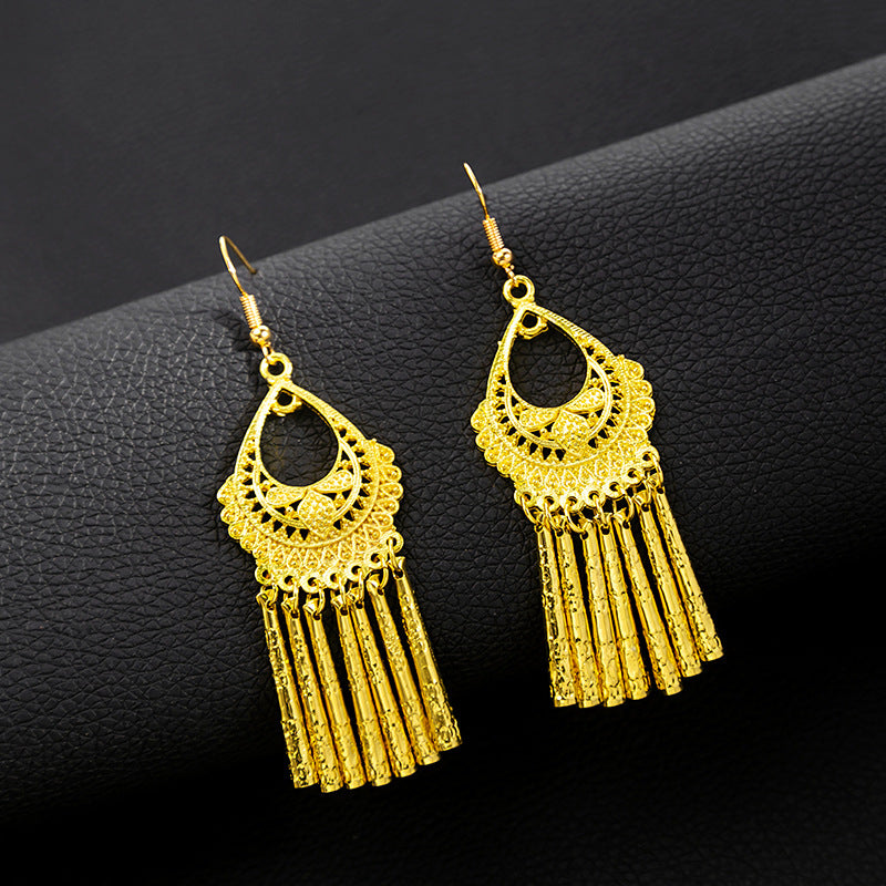 Style Peacock Golden Bell Tassel Bohemian Earrings