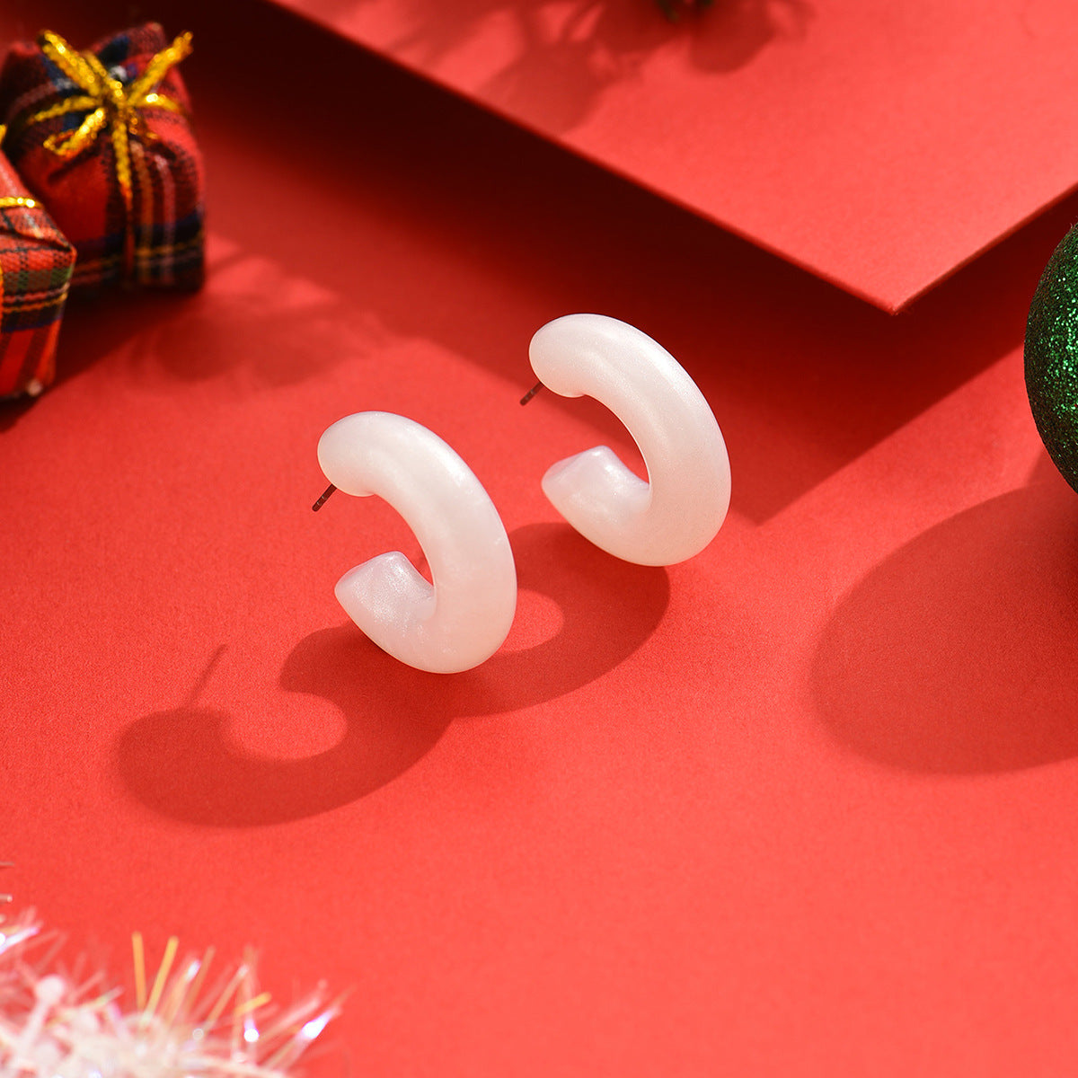 Small Ear Trendy Exquisite Acrylic Candy Color Rubber Effect Paint Rings