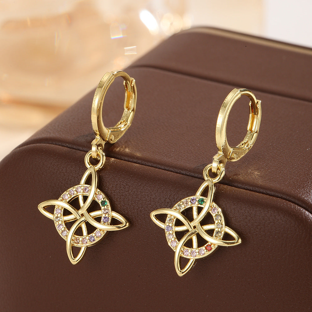 Women's Witch Color Four Mang Star Diamond Special Interest Light Luxury Earrings