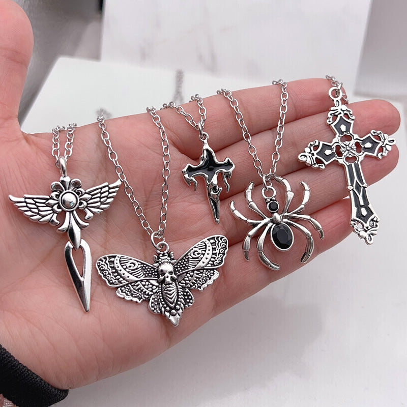Alloy Decoration Cross Clothing Material Dark Necklace