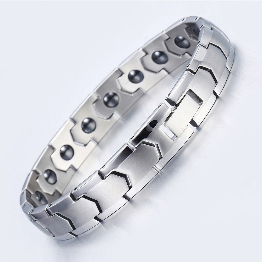 Men's Stainless Steel Magnetic Therapy Energy Ornament Bracelets