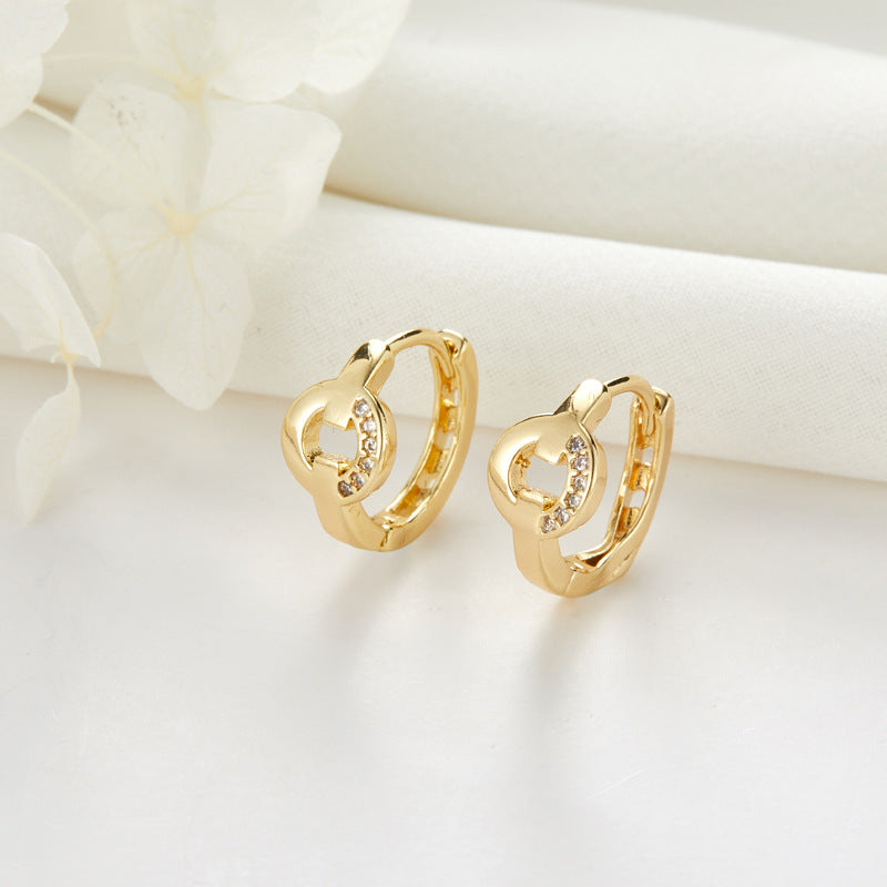 Women's Classic Style Simple Zircon Clip Temperamental Minority High-grade Ear Buckle