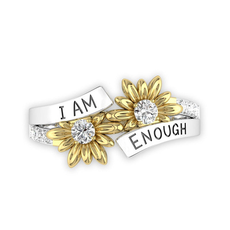 Women's Fashion Letters Two-color Diamond Little Daisy Rings