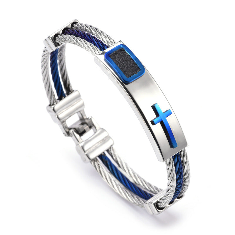 Men's Ornament Punk Trendy Cross Titanium Steel Bracelets