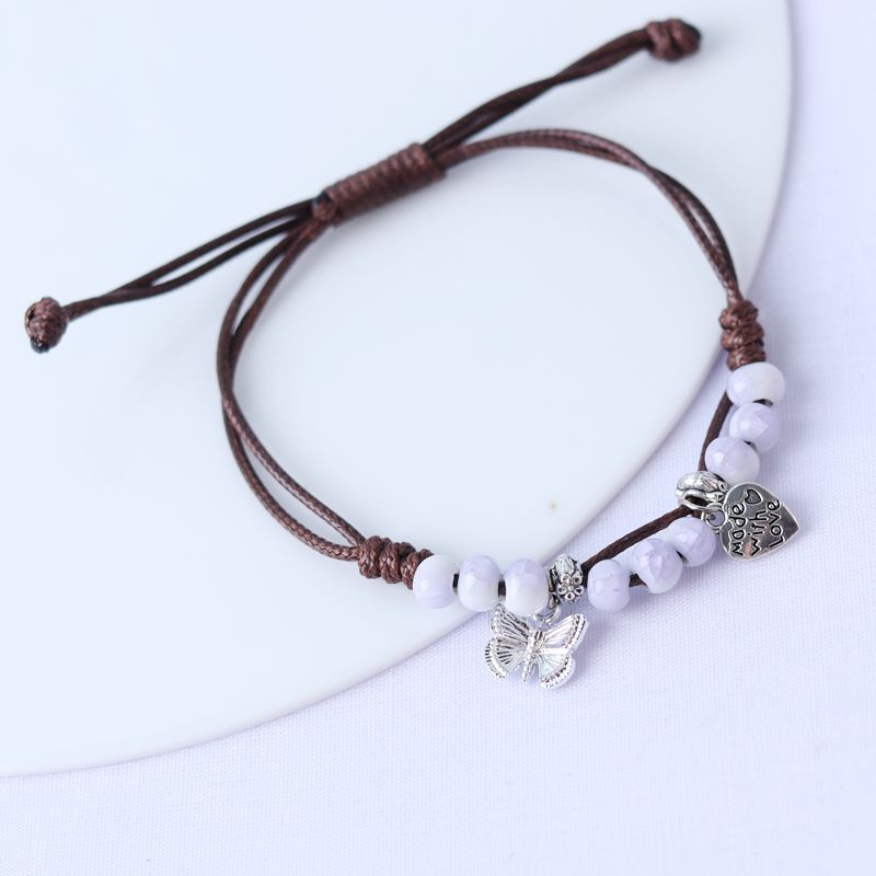 Chinese Retro Butterfly Niche Ceramic Decorative Woven Hand Bracelet