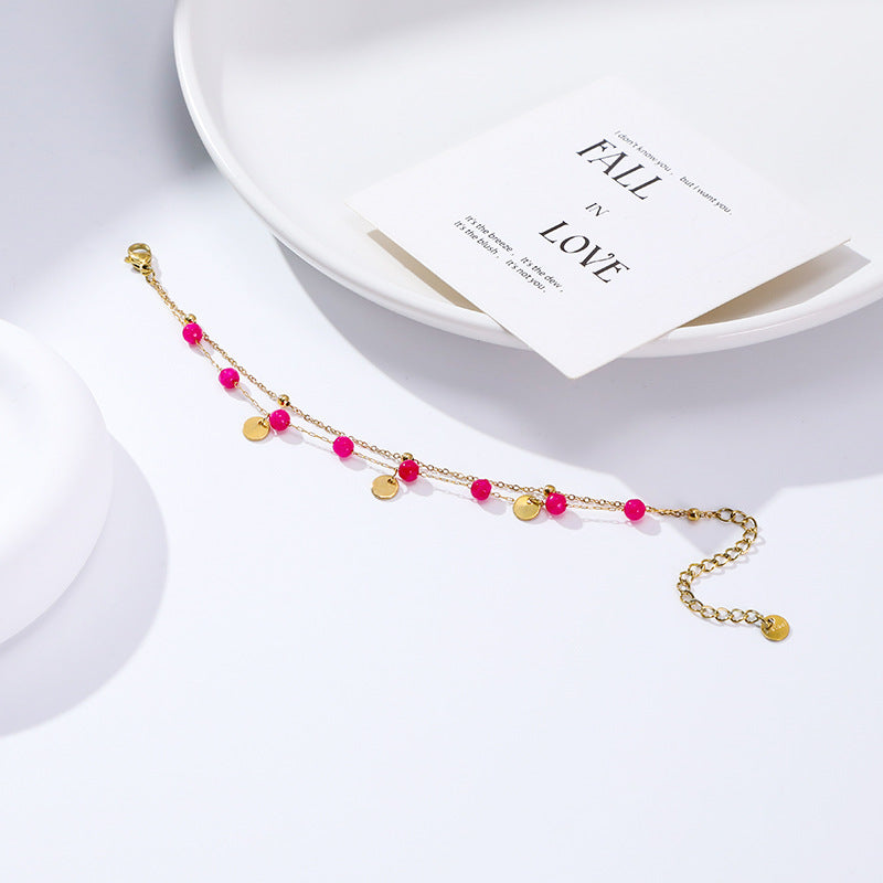 Women's Popular Freshwater Pearl Natural Stone Stainless Steel Electroplated Real Gold Bracelets