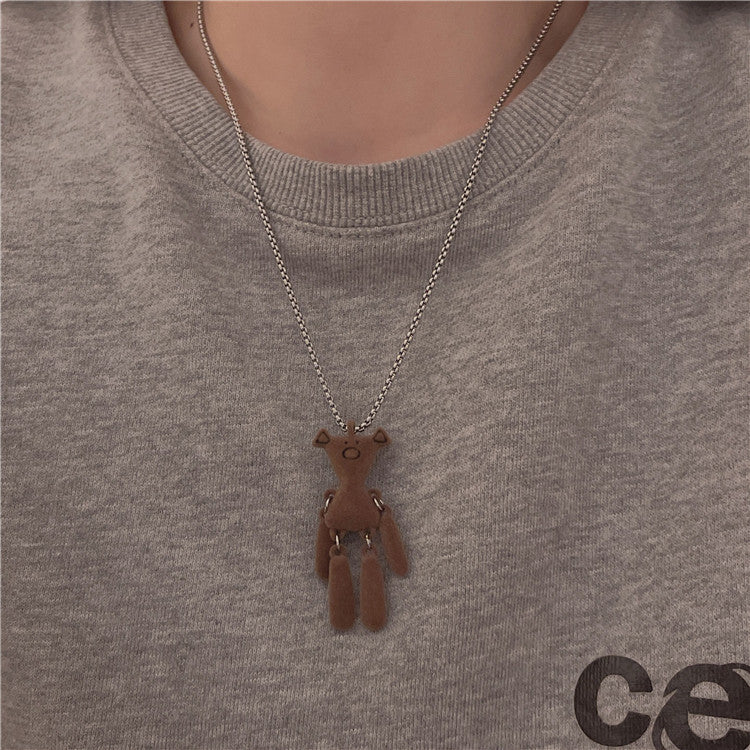 Flocking Bear Sweater Chain Long Cold Necklaces