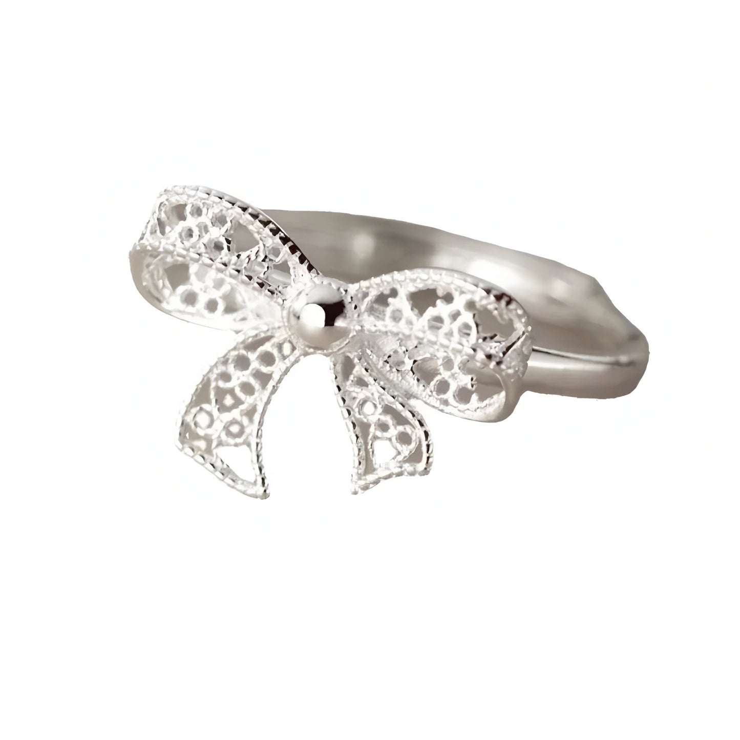Women's Korean Style Simple Hollow Lace Bow Sweet Rings