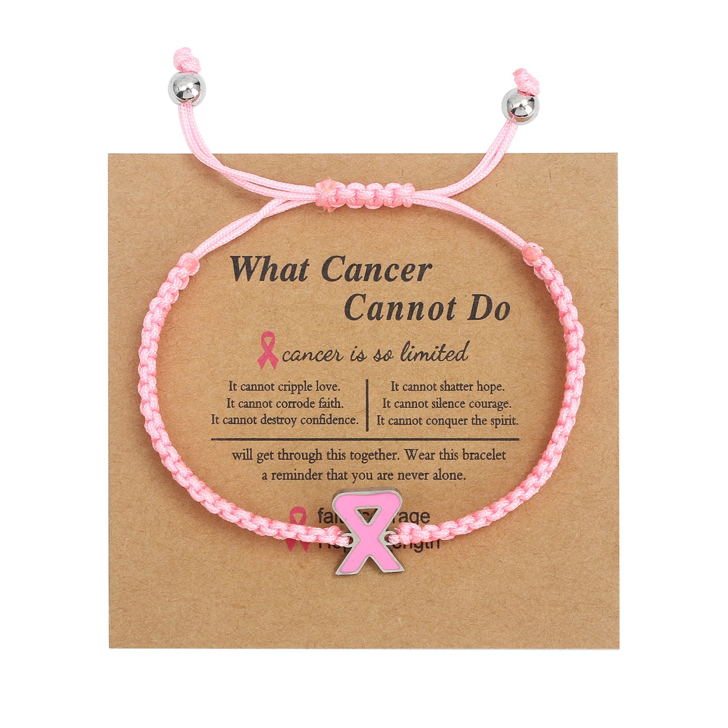 Women's Pink Ribbon Promotional Female Breast Prevention Awareness Bracelets