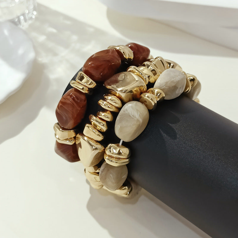 Bohemian Natural Stone Imitated Acrylic Irregular Bracelet