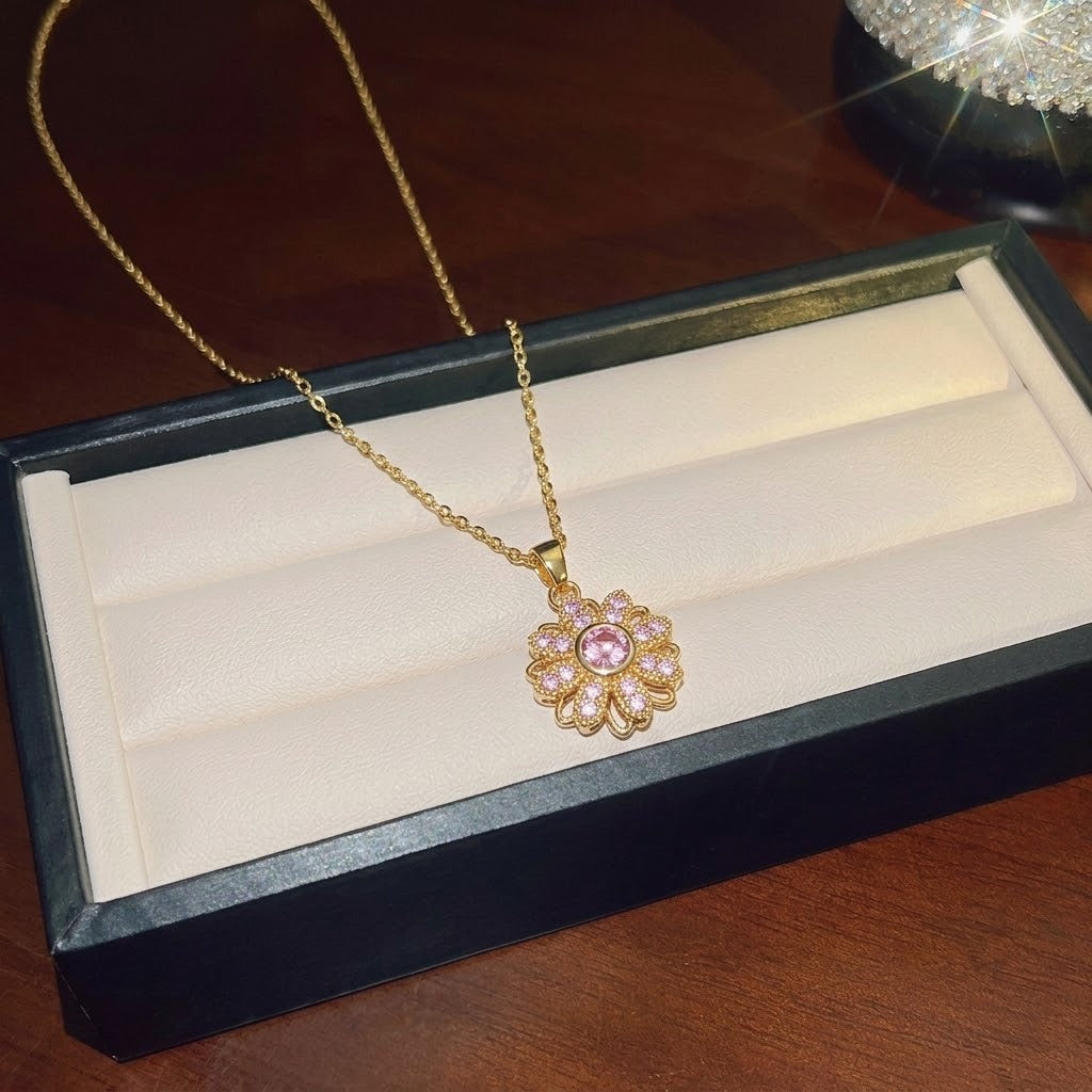 Rotating Degree Rotation Heart-shaped Zircon Clavicle Rings