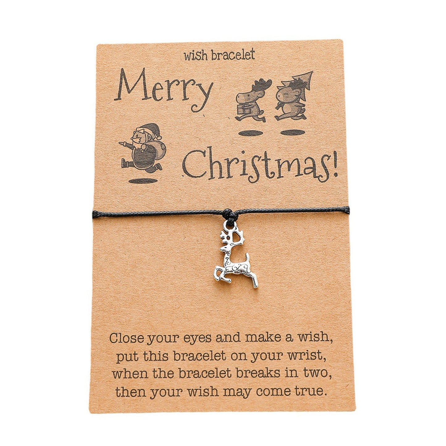 Christmas Card Alloy Pendant Hand Weaving Bracelets