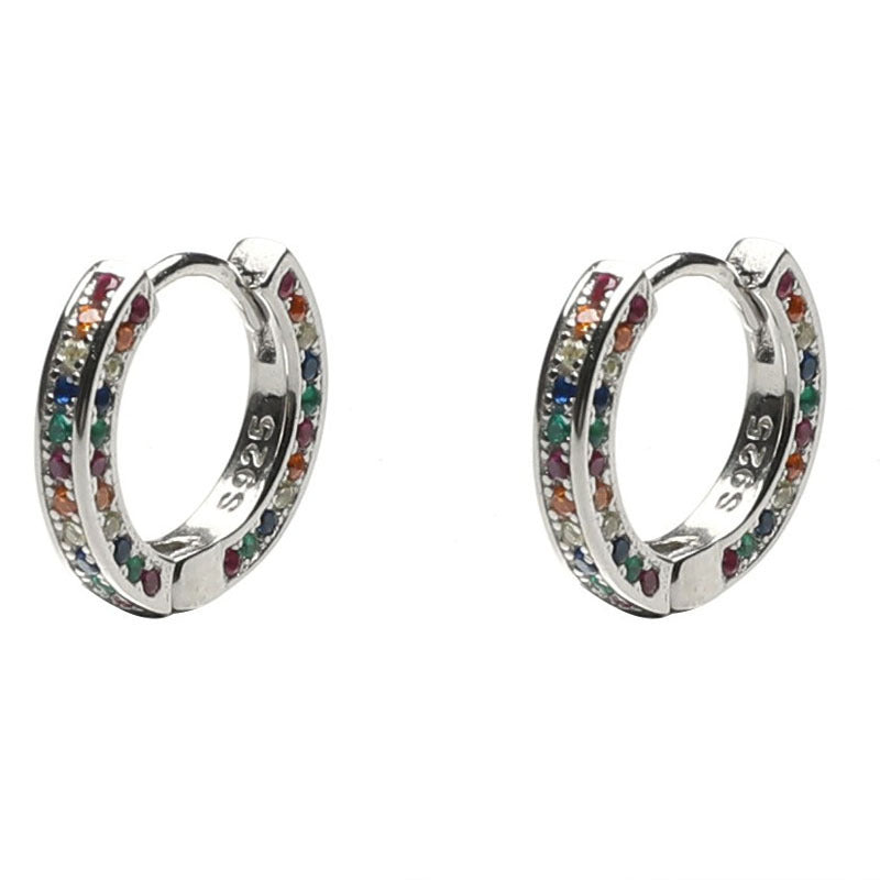 Women's Colorful Zircon For Sier Pin Ear Personalized Niche Design Earrings
