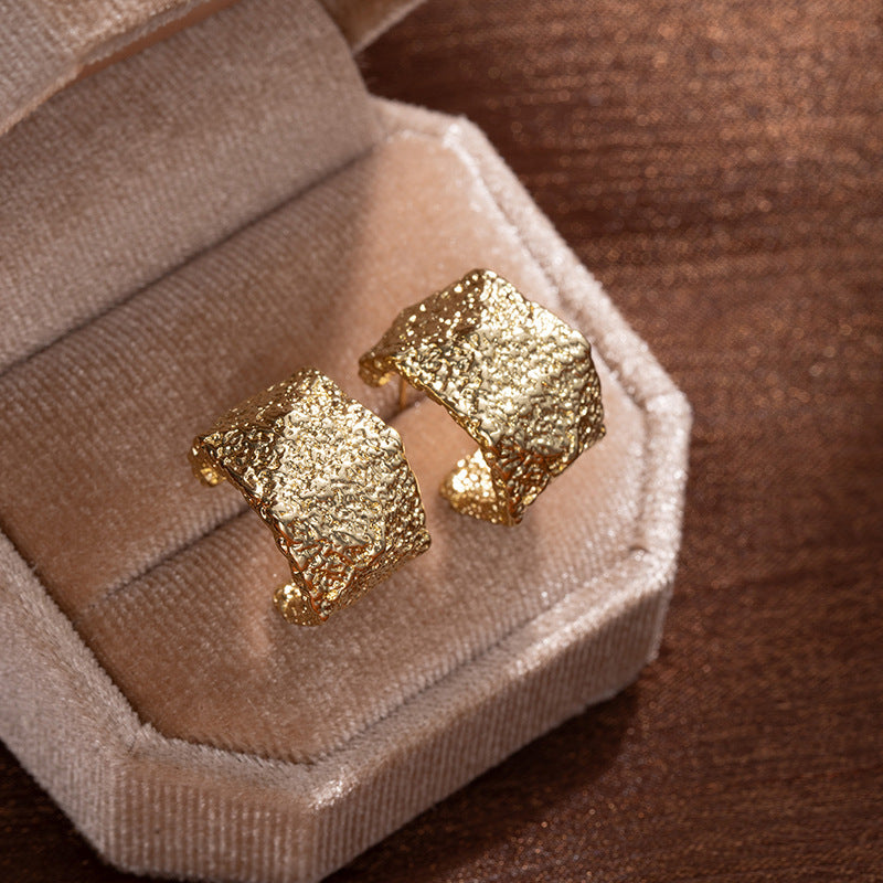 Irregular Pleated Shaped Ear Retro Design Special Earrings