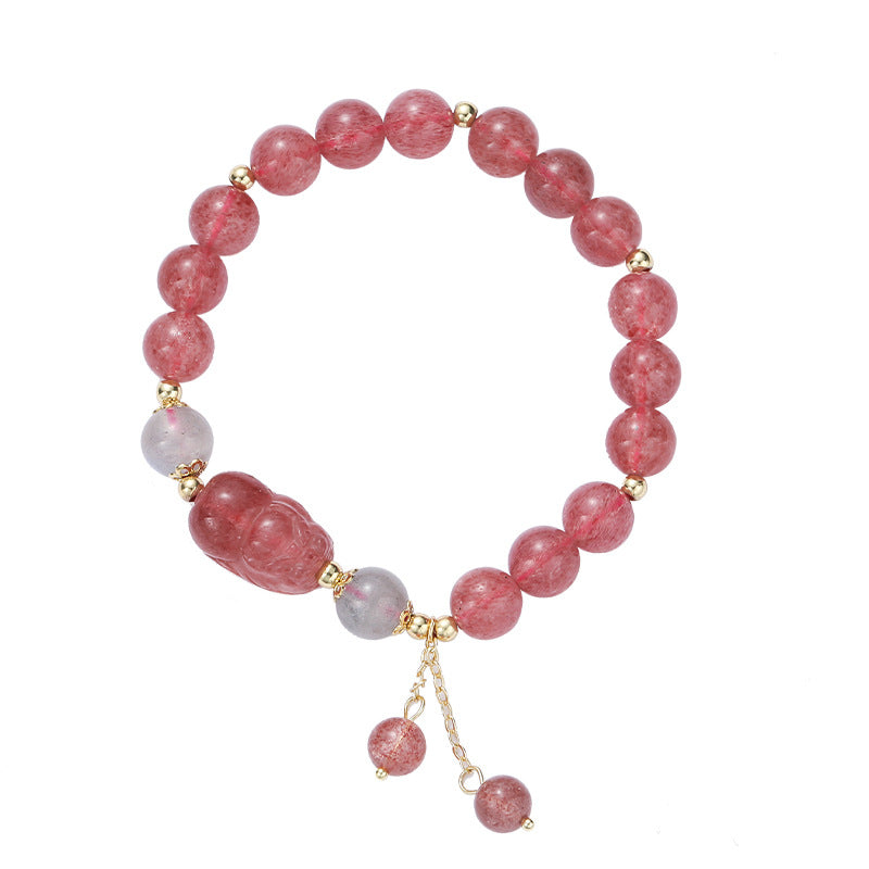 Natural Crystal Female Strawberry Quartz Minority Bracelets