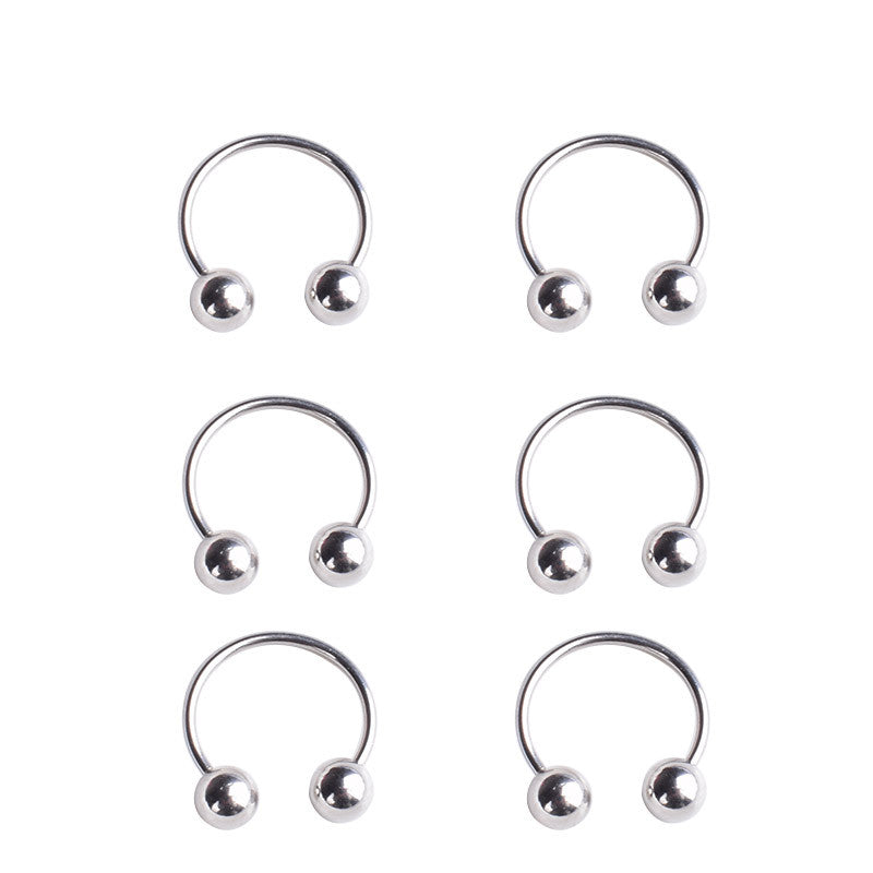 Ball Cone Ear Bone Titanium Steel Horseshoe Earrings
