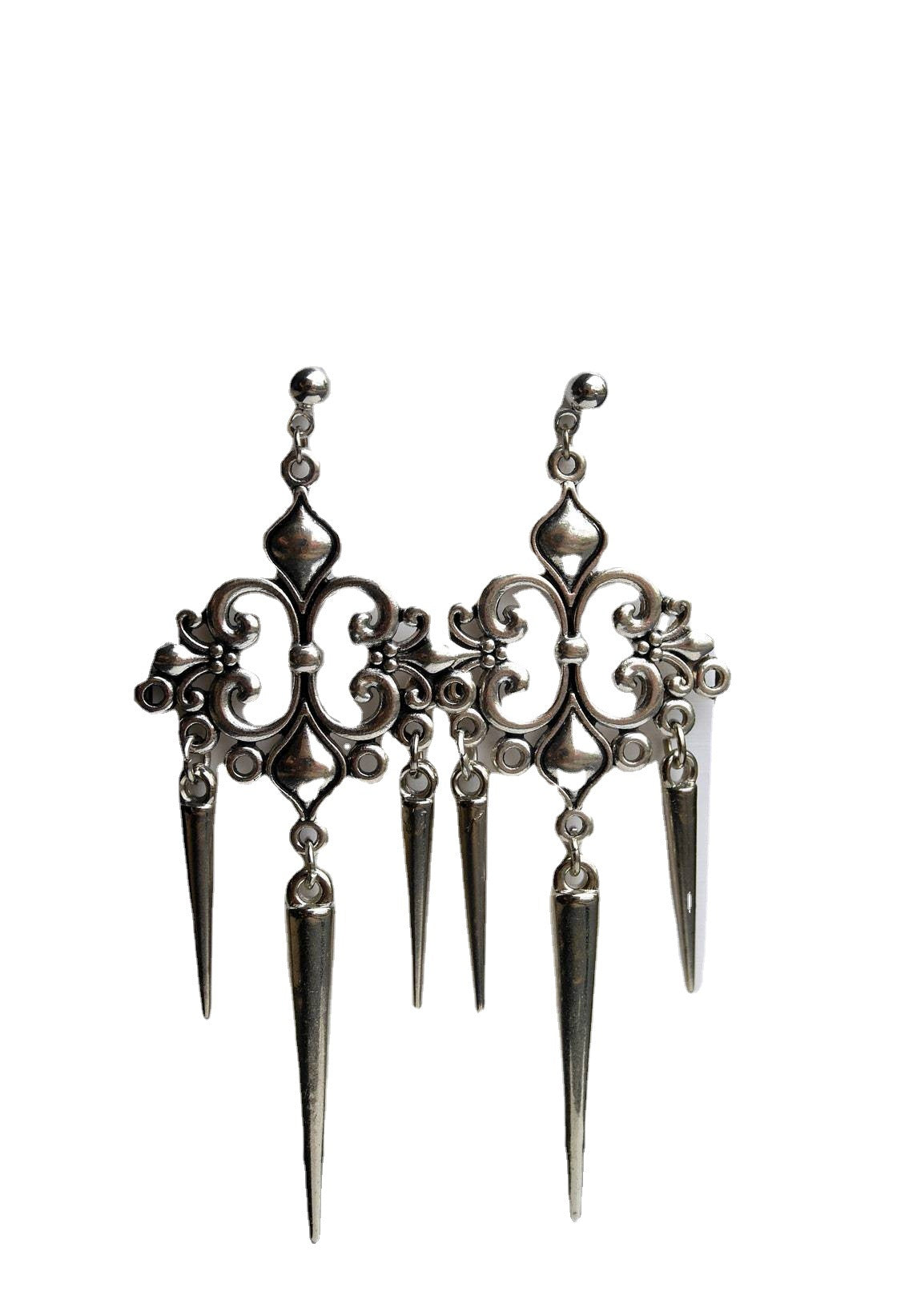 Tip In Sier Gothic Pointed Personalized Earrings