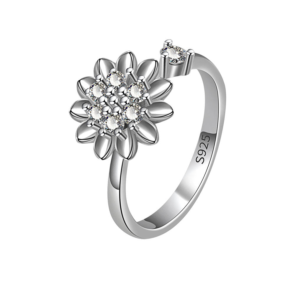 Classic Adjustable Sunflower Spinning Simple Flower Rings