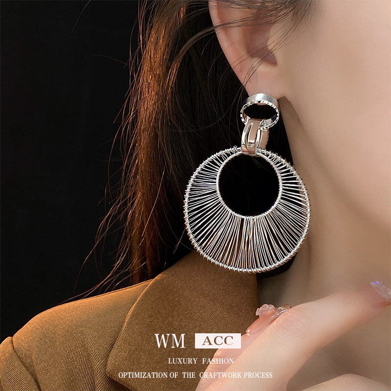 Exaggerated Metal Hollow Circle And Personalized High-grade Earrings