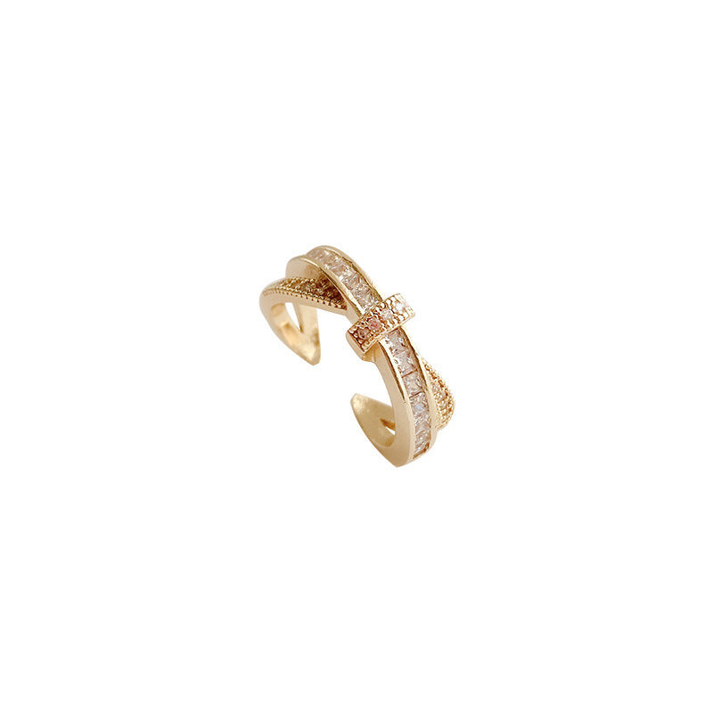 Zircon Cross Female Fashion Personalized Index Finger Trendy Rings