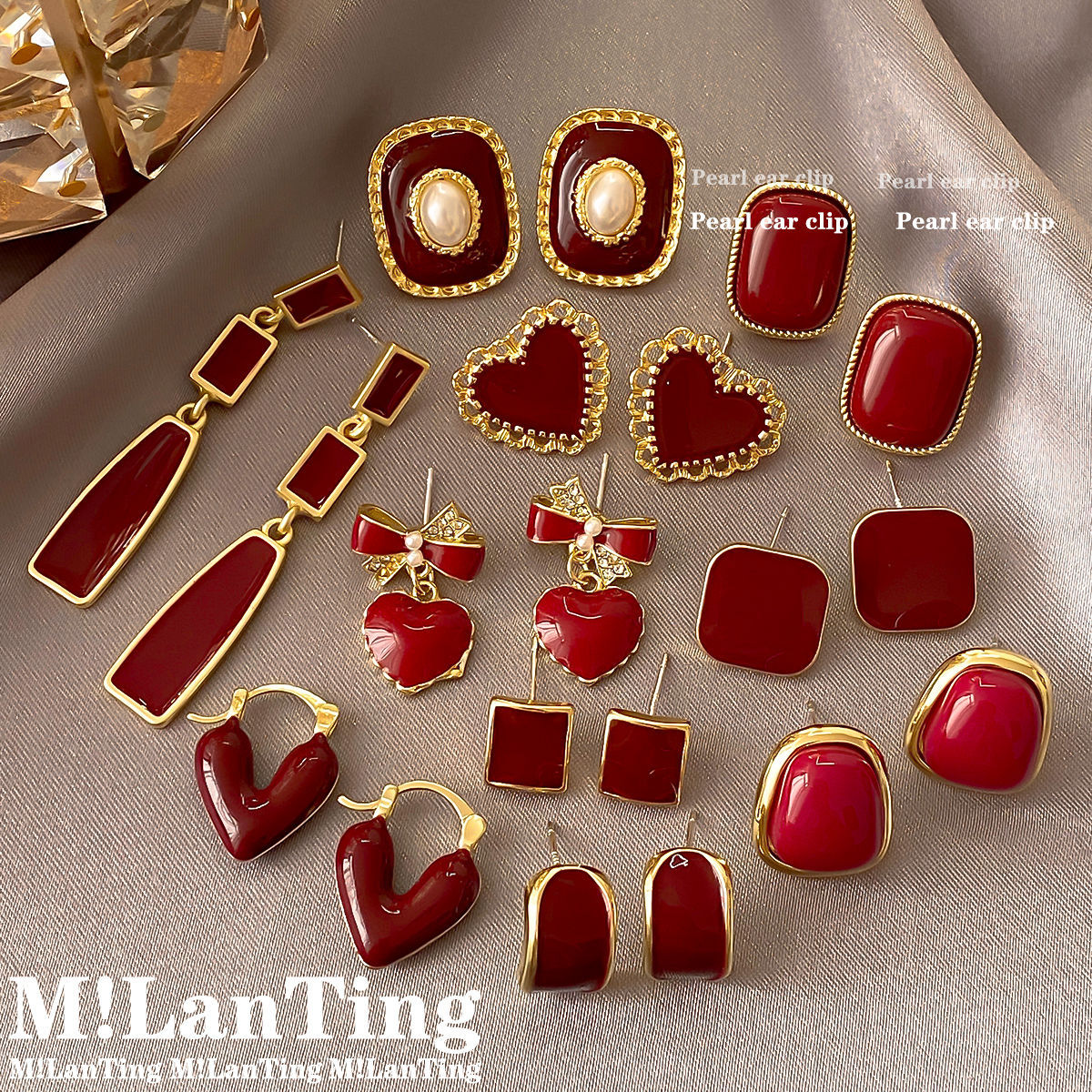 Women's Retro Wine Red For Design Simple Earrings