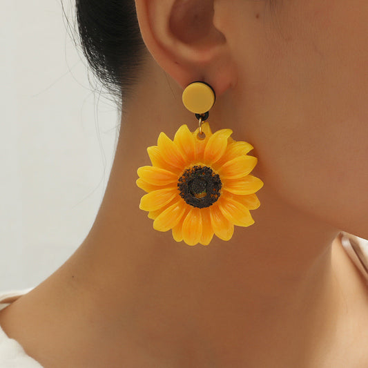 Fairy Mori Sunflower Graceful Personality Exaggerated Fresh Rings