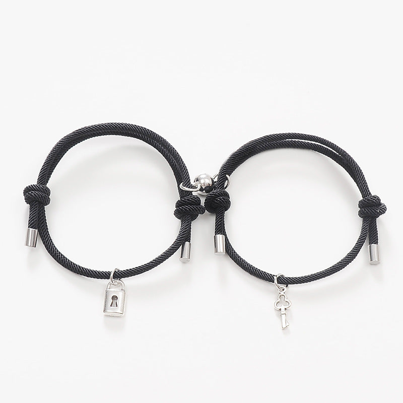 Women's & Men's & Key Lock Magnet Suction One Pair Of Lovers Bracelets