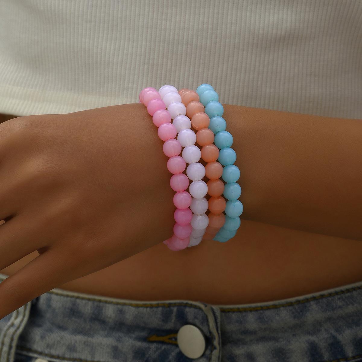 Fashion Simple Gradient Color Acrylic Beaded Bracelets