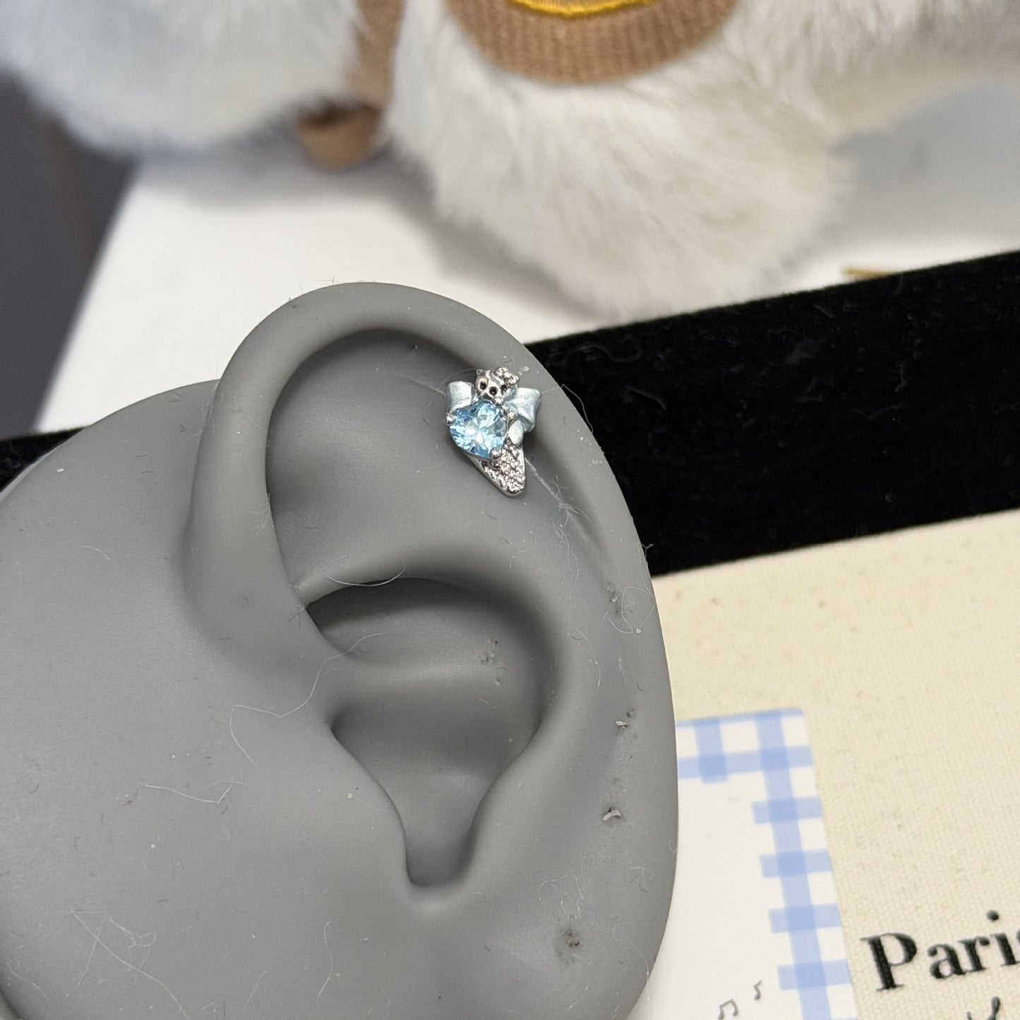 Ice Cream Cute Zircon Flat Titanium Steel Ear Stud Earrings