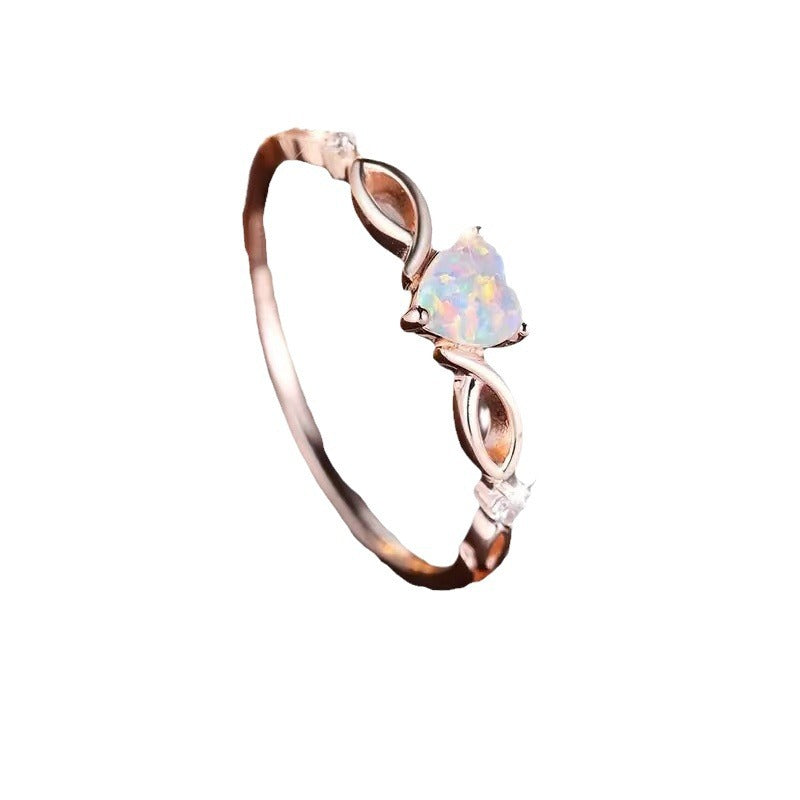 Women's Simple Fresh Love Heart-shaped Temperamental Personalized Ring