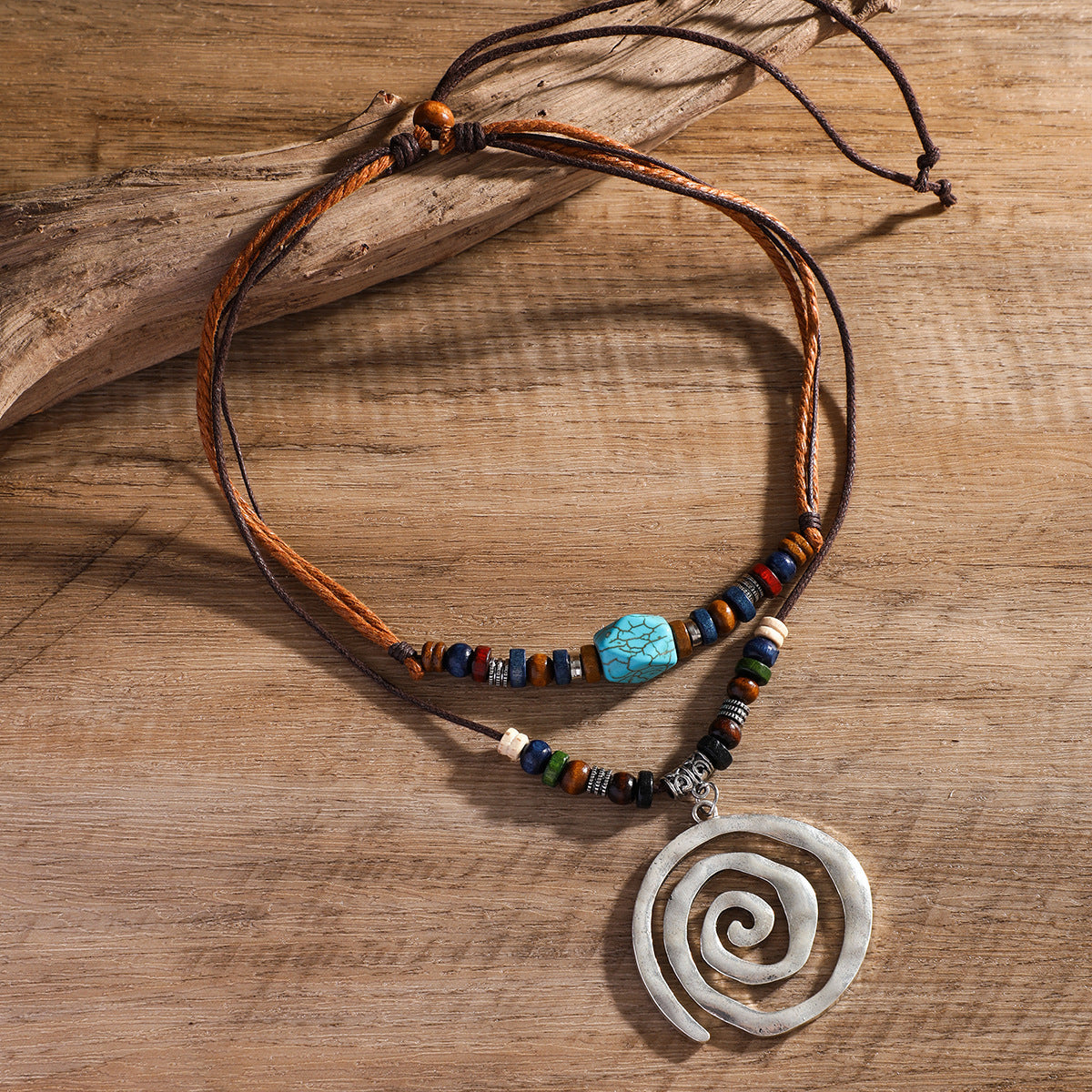 Women's Chinese Style Butterfly Wooden Bead Retro Tophus Necklaces
