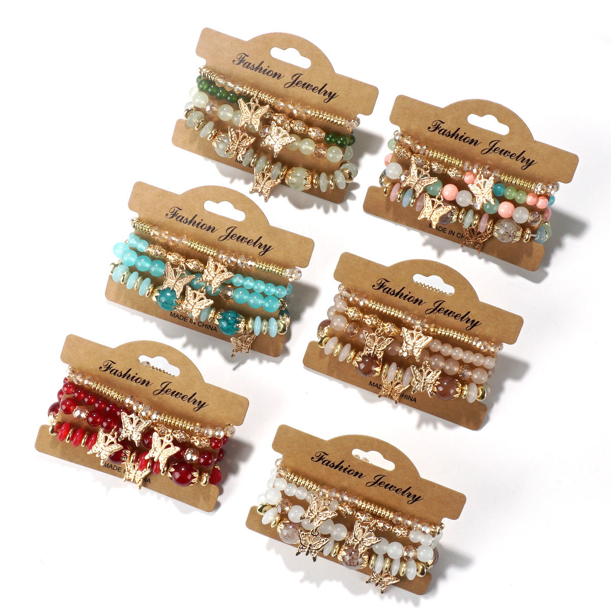 Trendy Bohemian Butterfly Crystal String Beads Bracelets