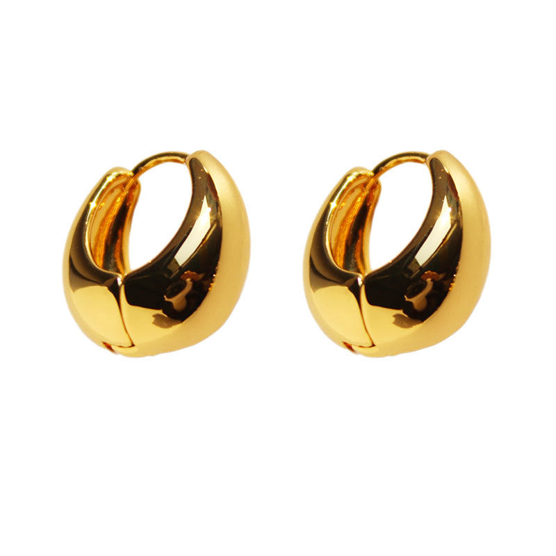 Brass Gold-plated Glossy Water Drop Ear Earrings