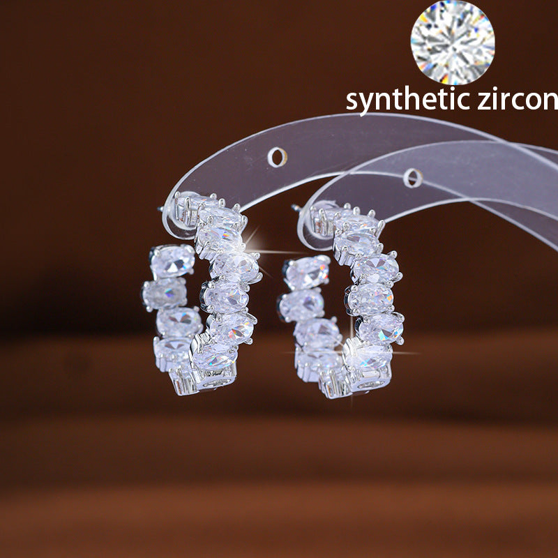 Women's Inlaid Zircon Super Flash Shaped High-grade Light Luxury Stud Earrings