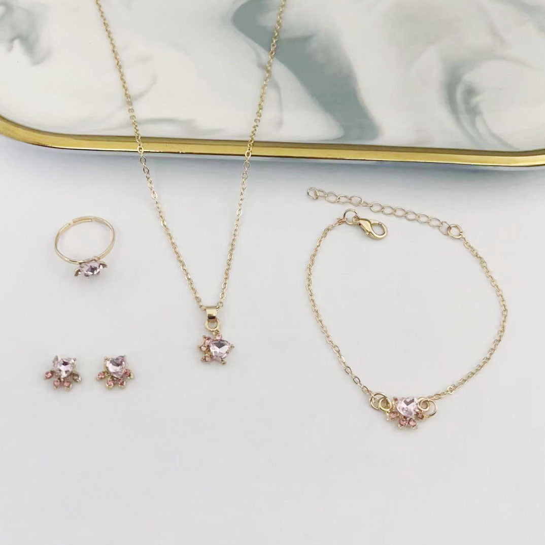 Women's Simple Cat's Paw Heart-shaped Pet Footprints Jewelry Set