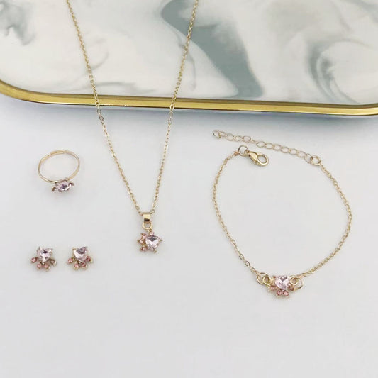 Women's Simple Cat's Paw Heart-shaped Pet Footprints Jewelry Set